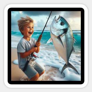 Boys love to fish Sticker